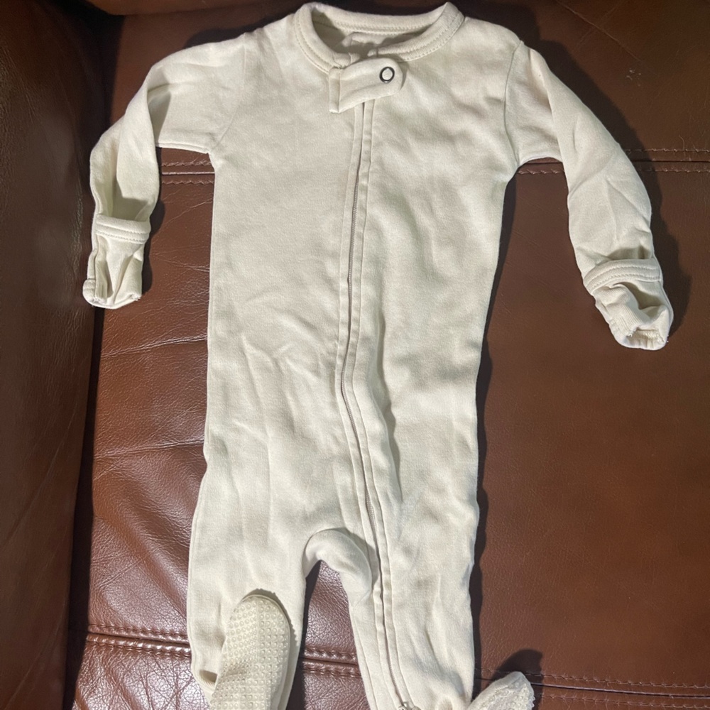 L'ovedbaby Cream Infant Footed Onesie